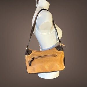 Women's Tan & Brown Leather Shoulder Bag
